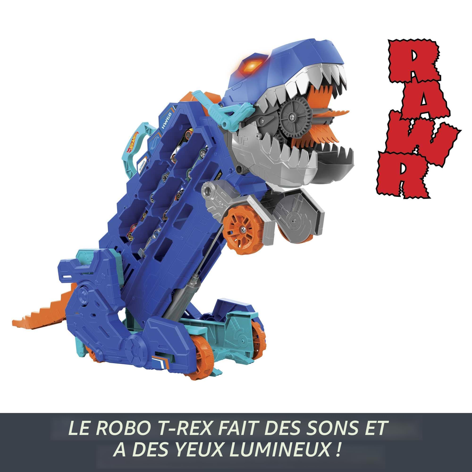 Camion Dinosaure Transporteur Avec Piste De Course Éjectable Et 6 Voitures – Jouet Transformable Pour Enfants 3+