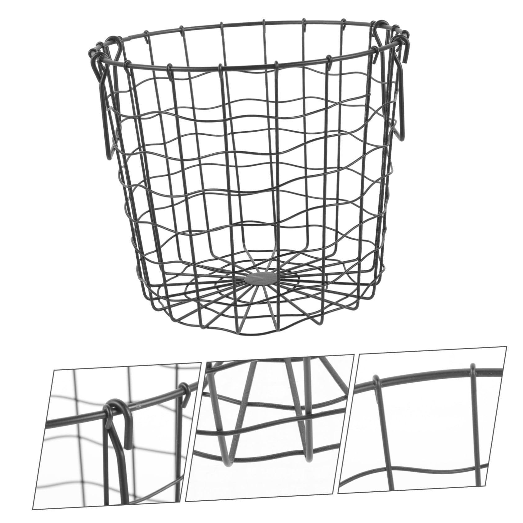 Cesta de Almacenamiento de Hierro Negro de Gran Capacidad y Estructura Resistente Adecuada para Uso en Exteriores y Guardar Otros Artículos