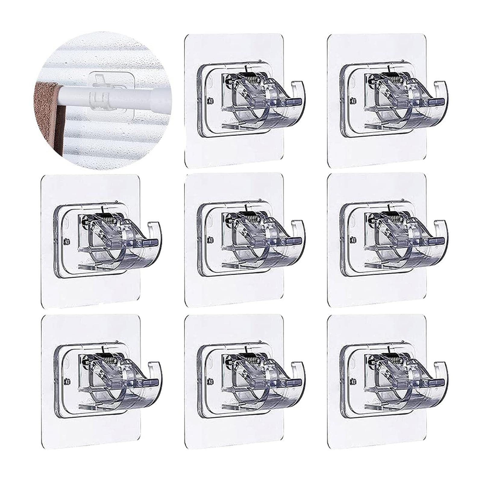 Lot de 5 supports de tringle à rideaux - 8 pièces - Transparent