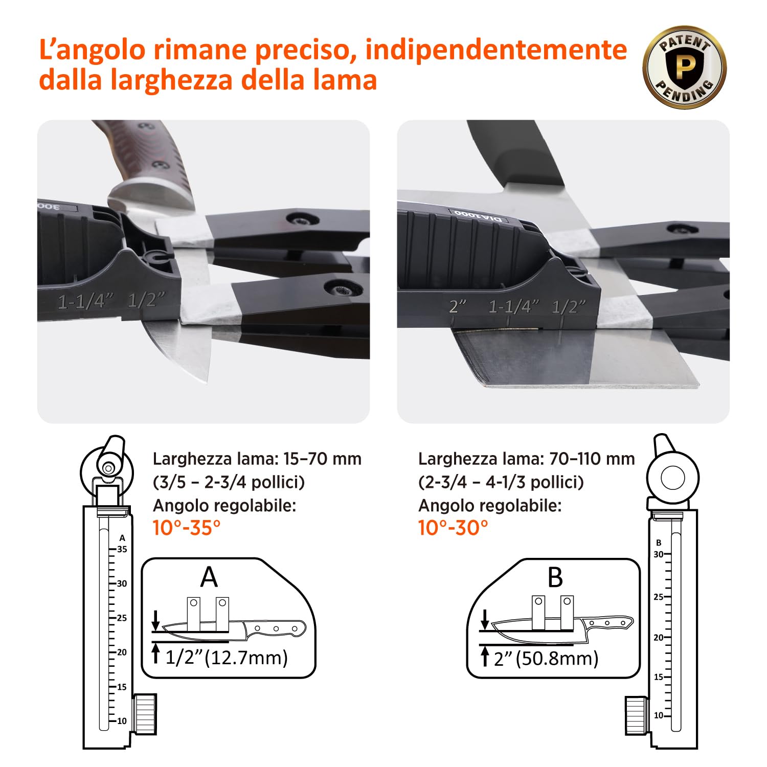 SHARPAL 202H Sistema di Affilacoltelli Professionale – Affilatore ad Angolo Regolabile 10°–35° con 7 Abrasive (Diamante 220/325/600/1000, Cote 3000/6000, Coramella) e Custodia, Regalo Festa del Papà
