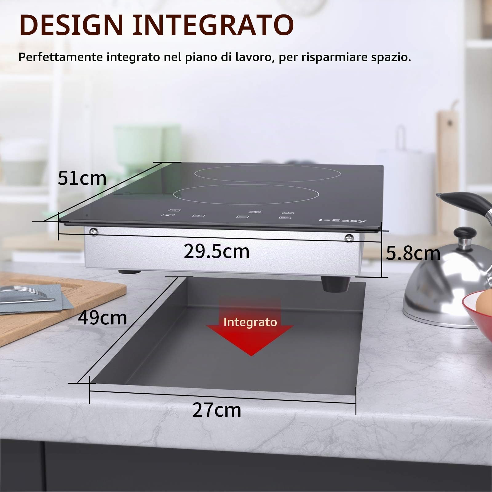 Doppia vetroceramica elettrica, doppia piastra di cottura in vetroceramica – (3000 W, 2 fuochi, da incasso, automatico, touch, timer, vetro-ceramica) – Doppia zona