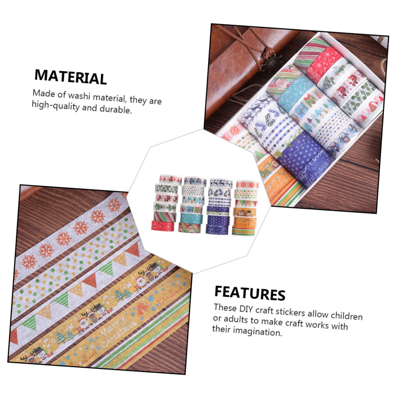 SEWACC 168rollos Cinta Washi Adhesiva Decorativa De Navidad De Papel Autoadhesivo para Manualidades y Decoración De Fiestas para Scrapbooking y Embalaje De