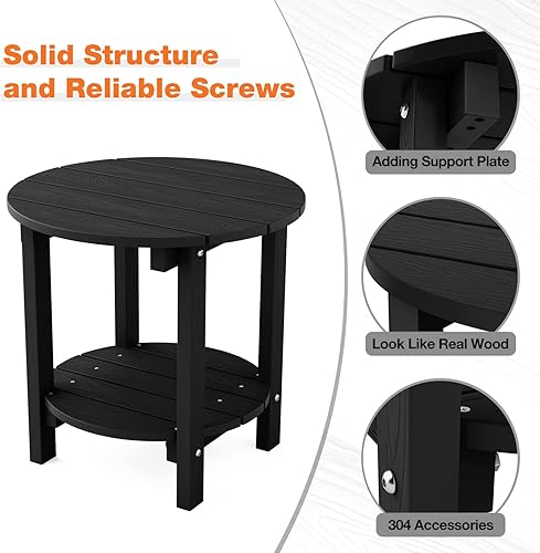 Miniatura 4 de YEFU Adirondack - Juego de 2 mesas auxiliares dobles para exteriores, de 18 pulgadas, mesa auxiliar de madera de polietileno, resistente a la