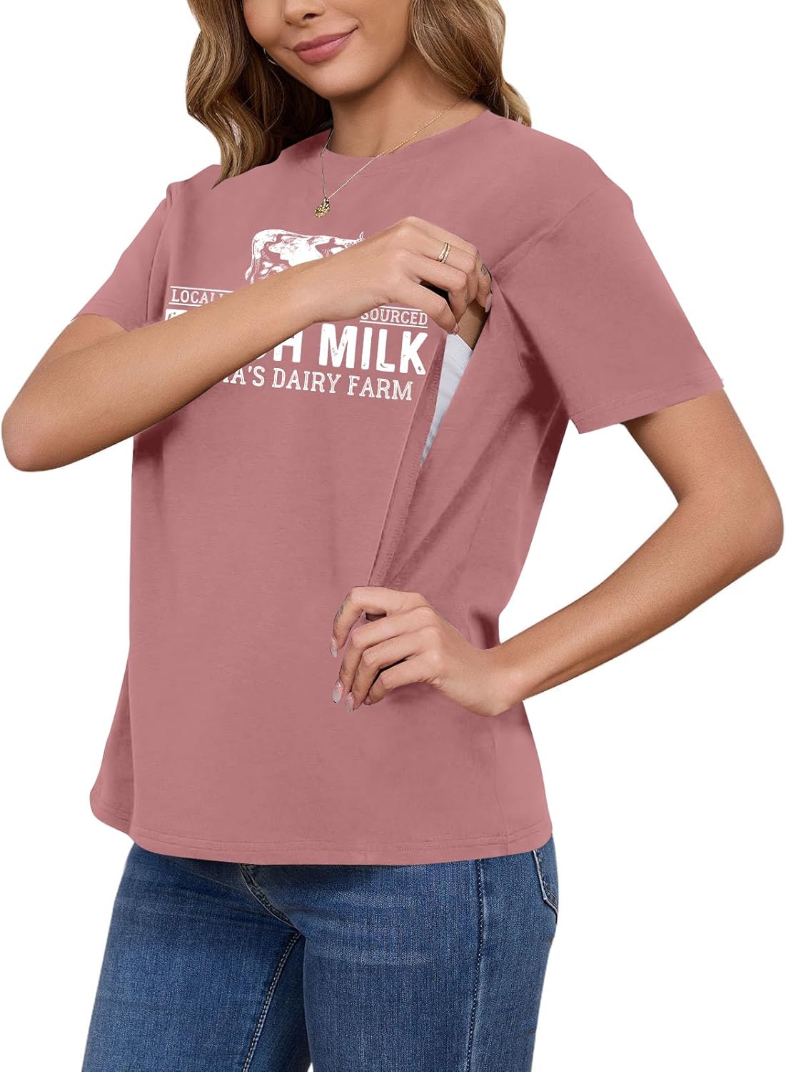 Nursing Shirts for Breastfeeding Shirt Zipper: Women Mama Nursing Graphic Tee Causal Maternity Clothes Top - Image 5