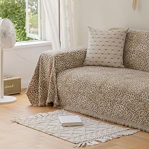 AMWAN Light Khaki Jacquard Leopard Print Large Chenille Sofa Cover Universal Durable Couch Cover for Dogs,Cats,Kids,Large Sofa Slipcover,3 Cushion Sofa,Furniture Protector Sofa Throw Cover, 71"x134" AMWAN Light Khaki Jacquard Leopard Print Large Chenille Sofa Cover Universal Durable Couch Cover for DogsCatsKidsLarge Sofa Slipcover3 Cushion SofaFurniture Protector Sofa Throw Cover 71×134