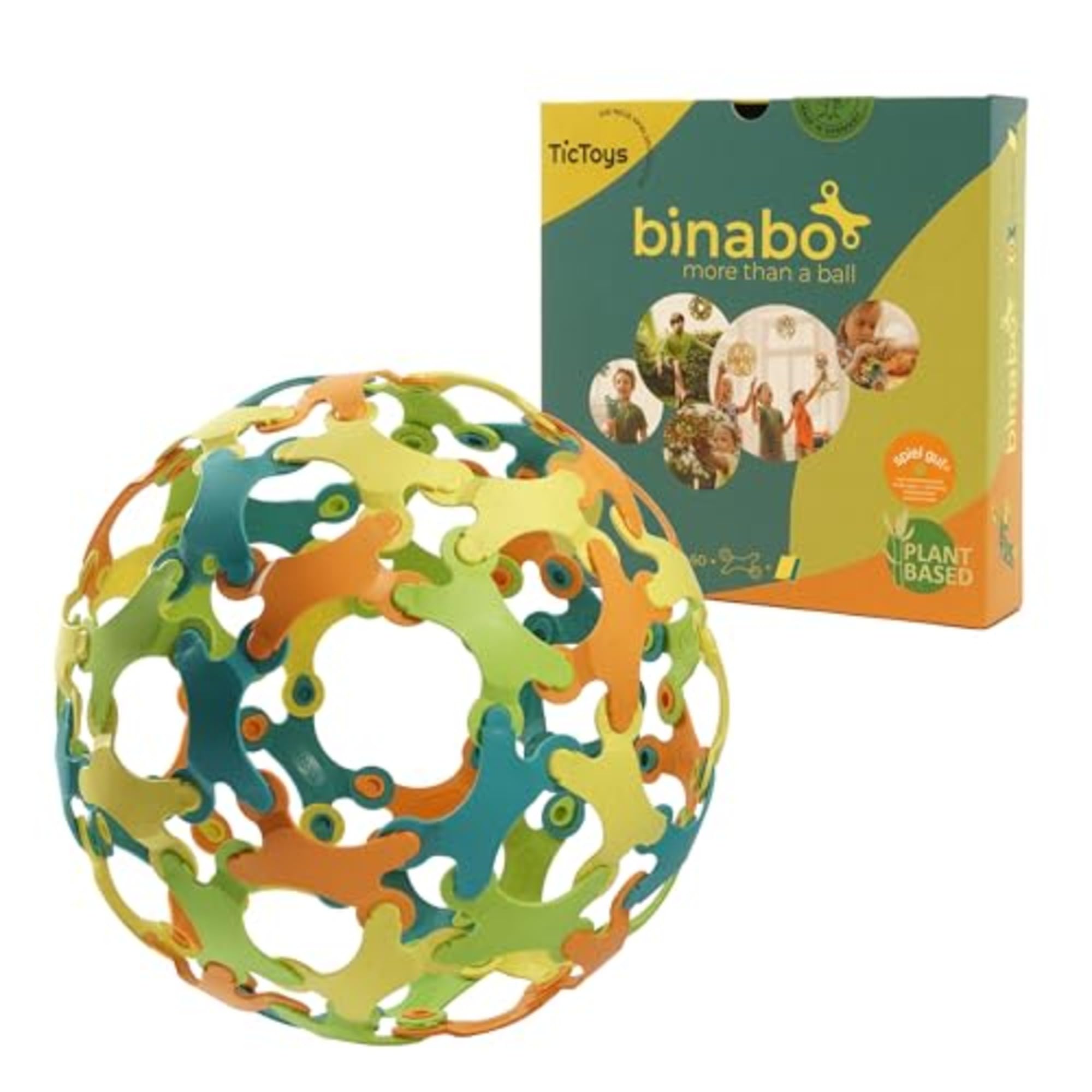 BINABO 60-Piece Creative Construction Game  Build Footballs, Cranes & More  Eco-Friendly Building Toy for Kids Age 4+ Flexible, Non-Toxic Chips in 4 Colours