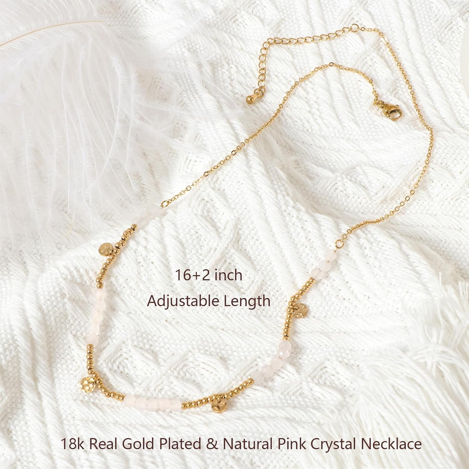 Natural Pearl Gemstone Bead Necklace for Women 18k Gold Plated Crystal Beaded Choker Necklace Pearl Jewelry Valentine's Day Gift for Wife Mother Girlfriend - Image 4