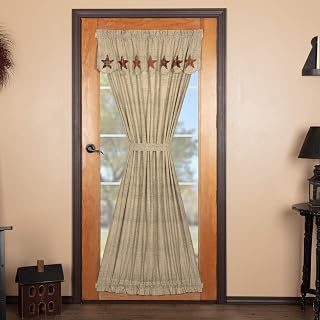VHC Brands, Abilene Star, Cotton, 72x40, Door Panel with Attached Valance, Red