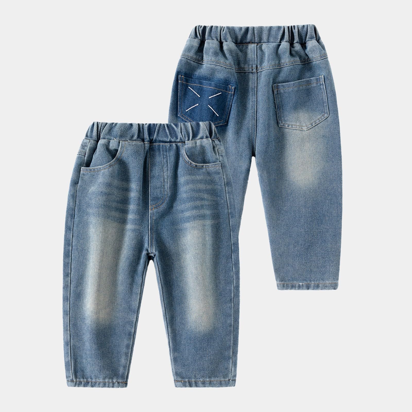 Pantalones de mezclilla deportivos para niños, holgados, de pierna recta, desgastados, para la escuela, para otoño, elásticos, cintura alta, casuales, largos, para niños, hip hop, vintage, danza
