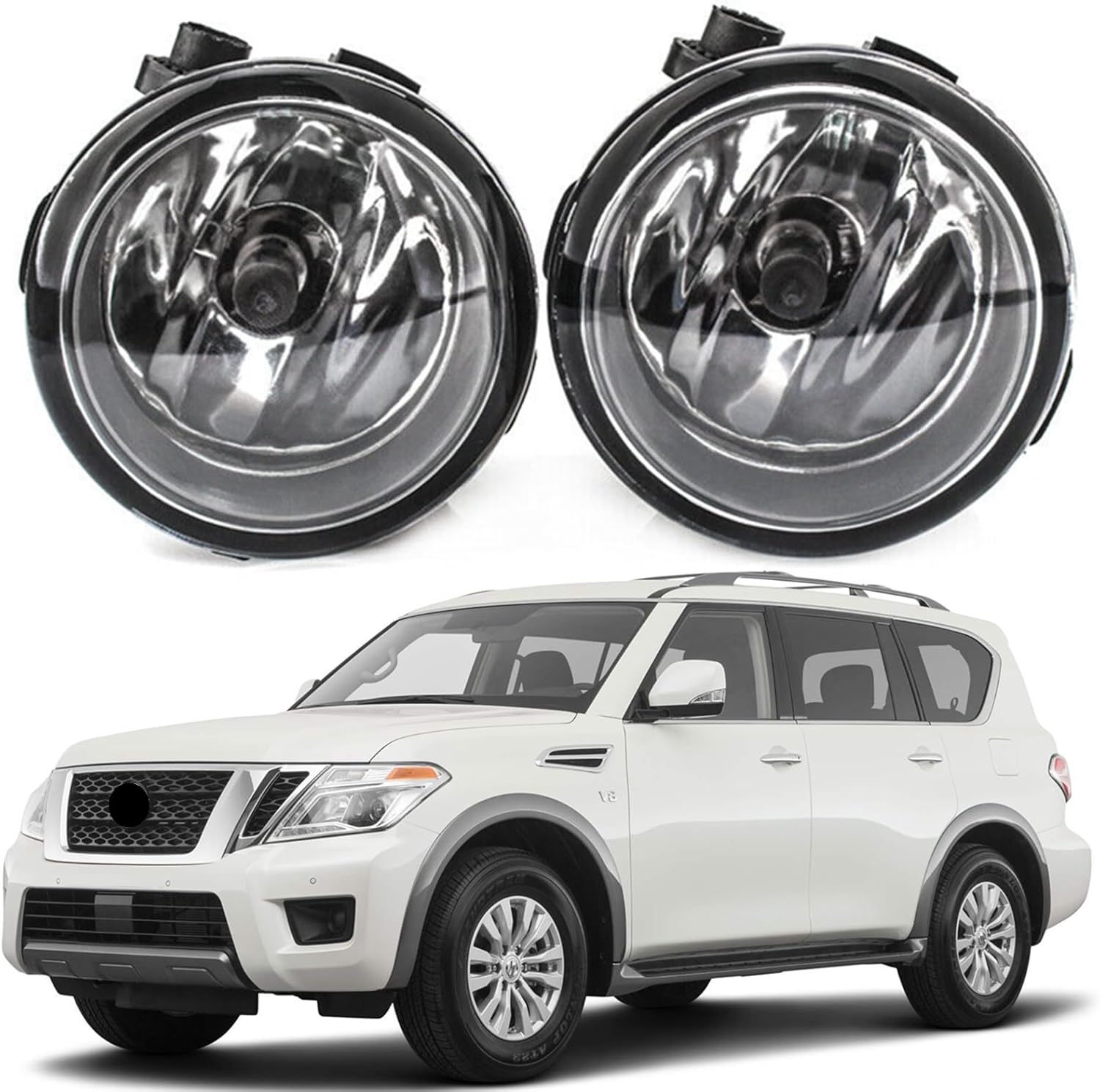 Pair of Front Fog Light Lamp RH LH Compatible With Nissan Armada Exclusive & Platinum Reserve & Platinum & SL & SV 2017-2020 Replaces 261508990B 261508993B 261508998B 261508992B