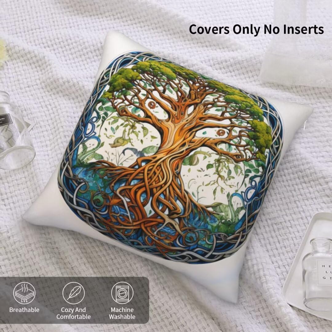 Kissenbezug 80x80 cm 2 Stück Kissenbezüge Samt Dekokissen Baum Sofakissen Kissenhülle Zierkissenbezüge Couch Kissen Baum Des Lebens Weich Kissen mit Bezug für Sofa Auto Patio Garten Zimmer Deko -TR239