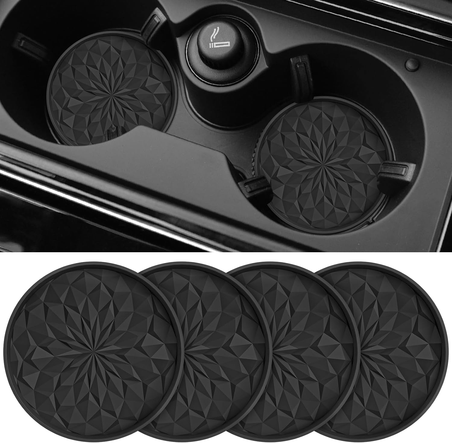 ME.FAN Car Cup Coaster [4 Pack] Silicone Car Coasters/Cup Mats 2.75In Universal
