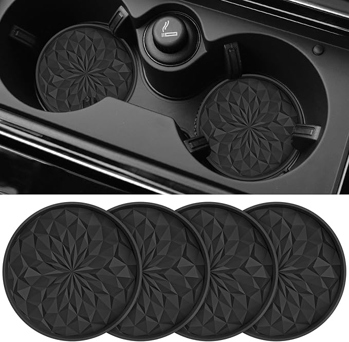 LEORAY Sottobicchieri Auto In Silicone, Confezione Da 2, Universali Diametro 8.5cm, Antimacchia E Antiscivolo - 4