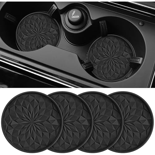 ME.FAN Car Cup Coaster [4 Pack] Silicone Car Coasters/Cup Mats - 2.75In Universal Non-Slip Recessed Car Interior Accessories - Car Cup Holder Insert Coasters Black