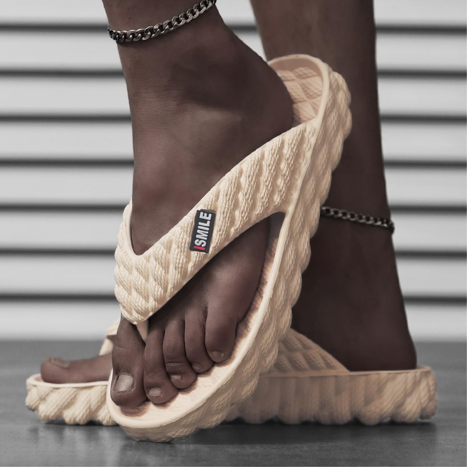 Sandalias Negro Trenzado Textura Plataforma Chanclas, Carta Impresión Antideslizante Eva Tanga Sandalias, Acolchado Rápido Seco Verano Playa Baño-gray-44-45