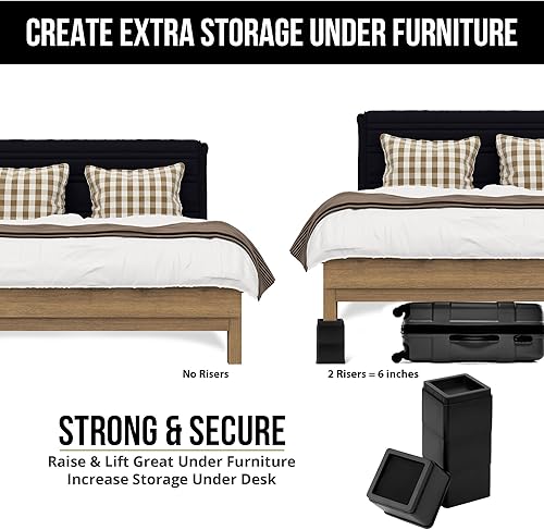 Miniatura 8 de Utopia Bedding Elevadores de cama de 3 pulgadas, paquete de 8, elevadores ajustables para muebles de 3 y 6 pulgadas, espuma antideslizante y