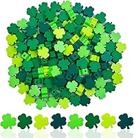 Vista 13 de 100 piezas de cuentas de shamrock de San Patricio hechas a mano de arcilla polimérica, cuentas espaciadoras de arcilla polimérica con estampados