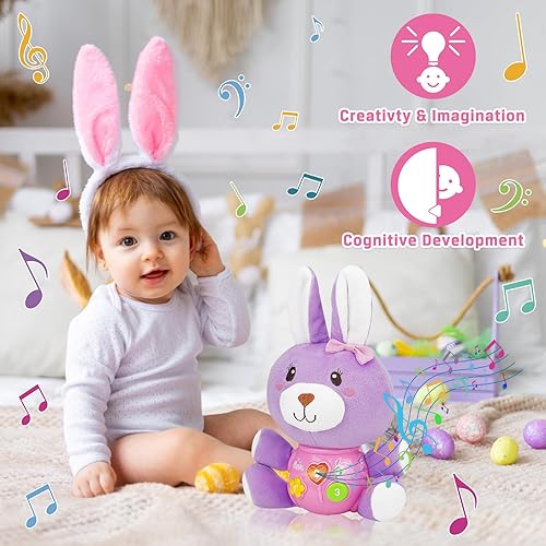 Miniatura 4 de Regalos de Pascua para bebés para niñas y niños Conejito de Pascua de peluche Juguetes musicales para bebés Juguetes de Pascua para bebés de 6 a 12
