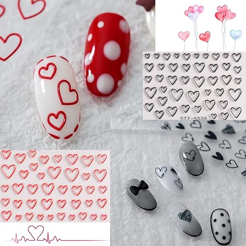 Miniatura 4 de Calcomanías de arte de uñas para el día de San Valentín calcomanías de uñas coloridas en relieve 5D calcomanías de uñas para el día de San Valentín