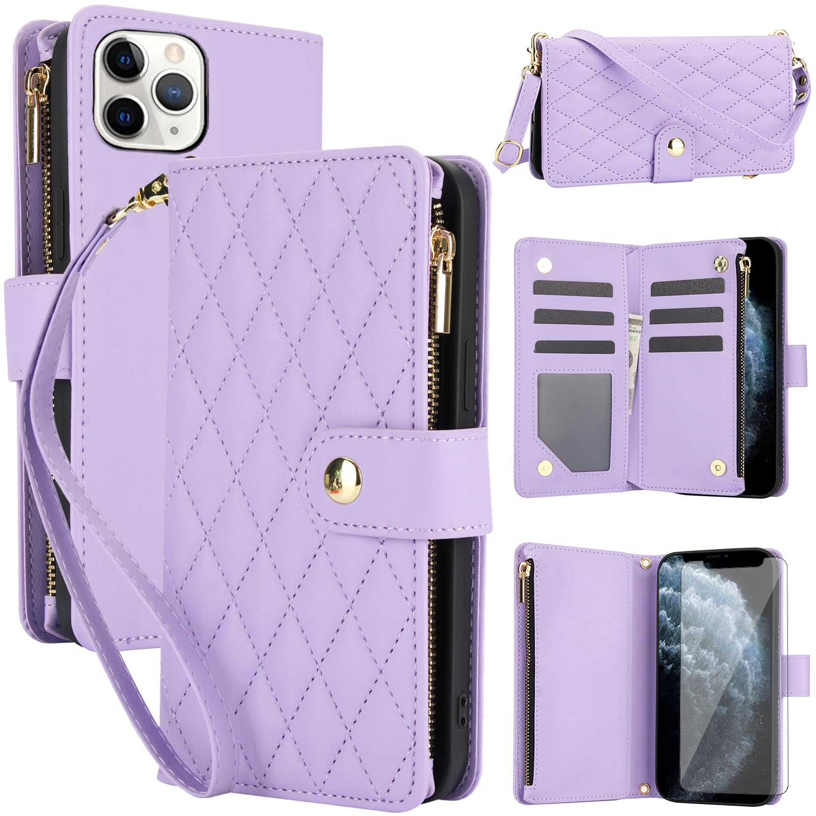 Coque de téléphone pour iPhone 11 Pro avec verre trempé et support - 8