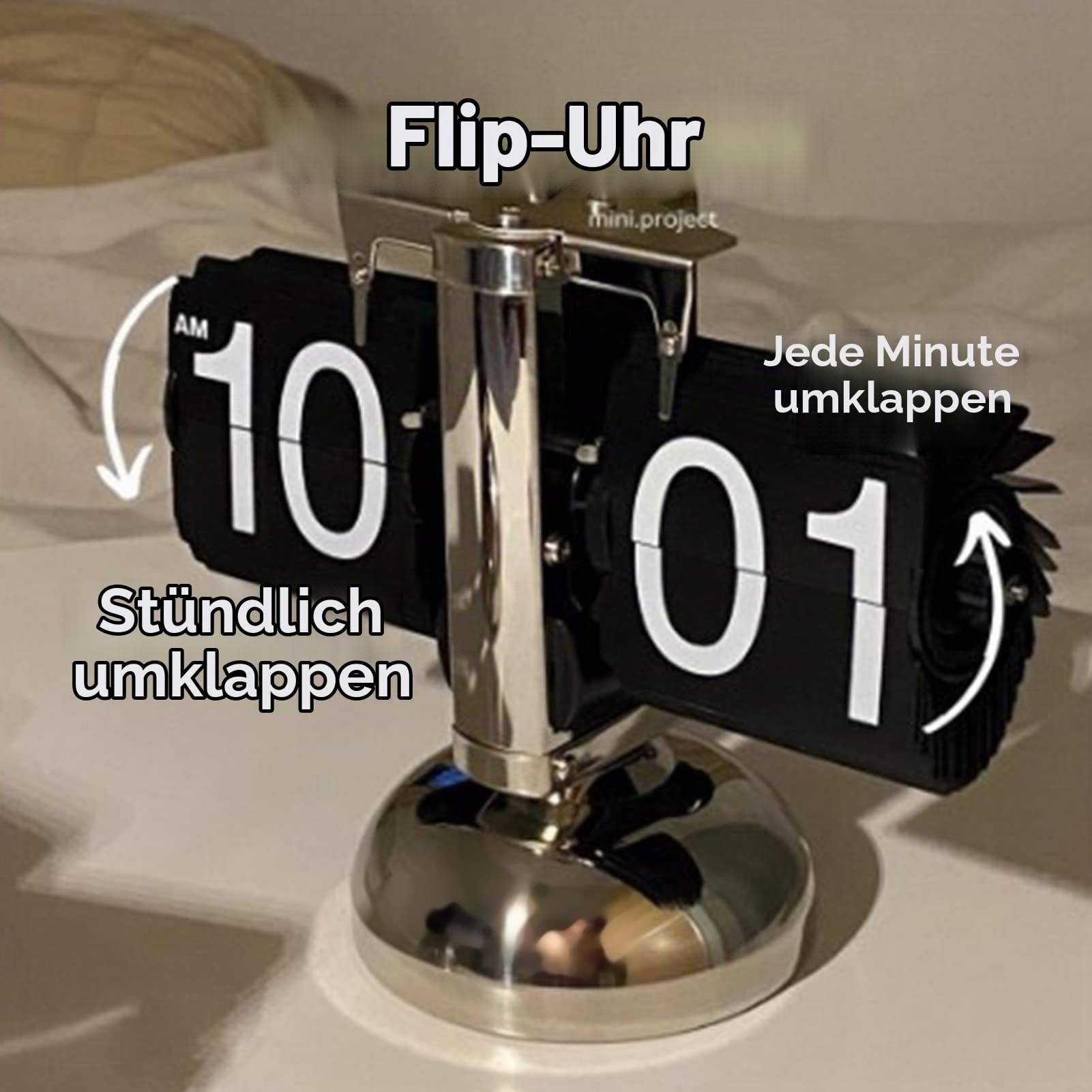 Ejoyous Retro Flip Uhr, Vintage-Tischuhr, Digitale Flip-Down-Uhr Mit Interner Zahnradbetriebener für Das Wohnzimmer zu Hause