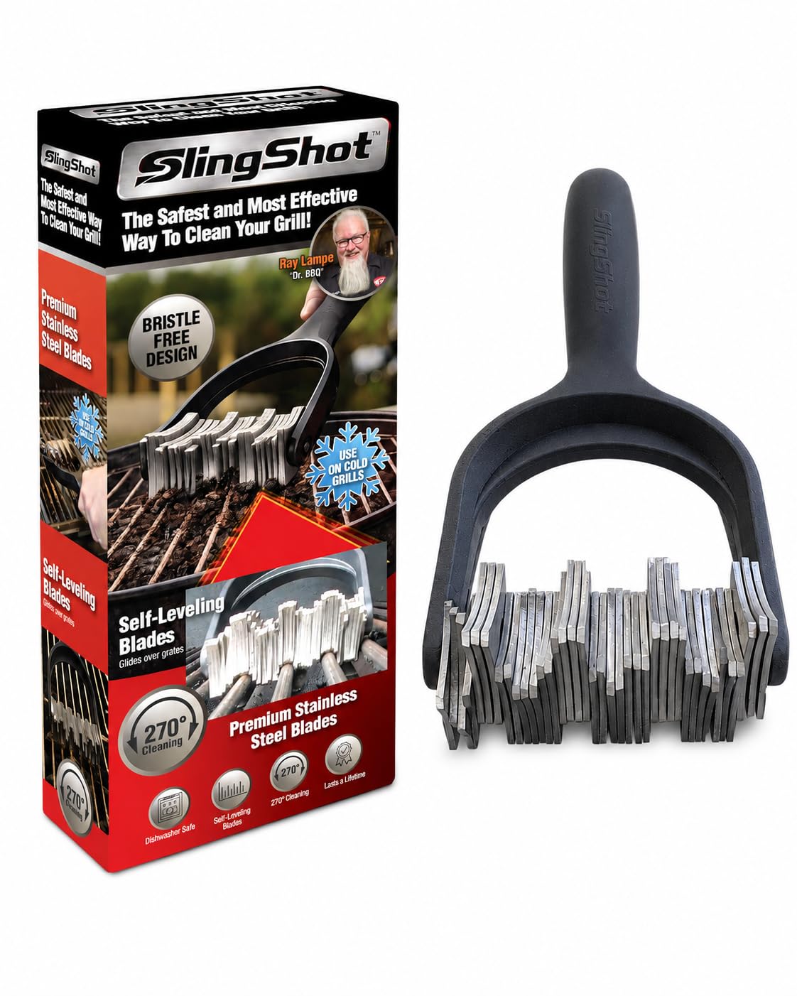 Slingshot Grill Cleaner, Bristle-Free Stainless Steel BBQ Cleaning Tool