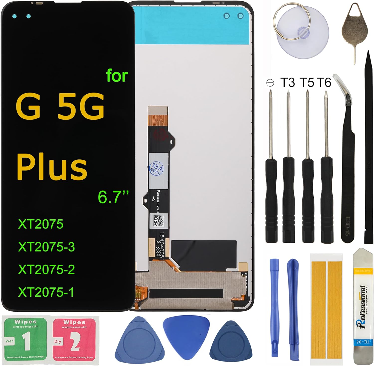 Screen Replacement for Motorola ONE 5G UW Moto G 5G Plus Edge S XT2075 XT2075-3 XT2075-2 XT2075-1 6.7 inch Assembly LCD Display Touch Screen Digitizer with Tools