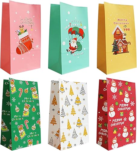 Bolsas de regalo de Navidad, 24 bolsas de regalo de Navidad con calcomanías, bolsas de regalos de Navidad, bolsas de regalo, suministros de fiesta
