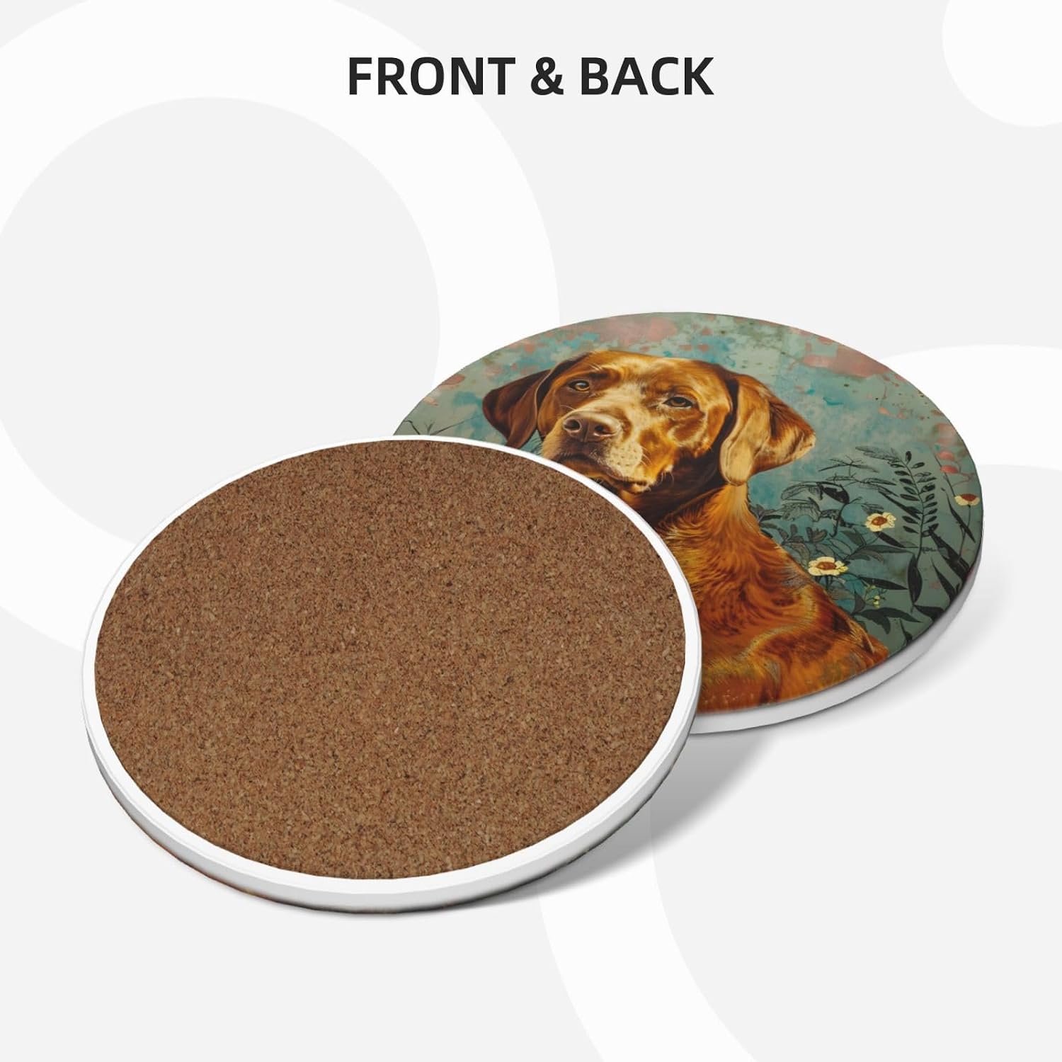Labrador Retriever Dog Mom Dad Lover Gift Ceramic Cup Absorbening Coasters Set of 4 Pack, Table Mug Coasters for Condensation Water Absorbent Tea Wine Beverage Patio Mat Stoneware Kit image 2