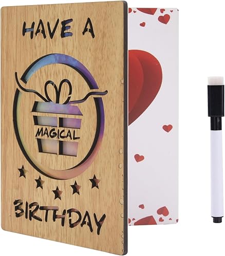 Neknock Tarjeta I Love You de madera para el día de San Valentín hecha a mano con madera de bambú real regalos de cumpleaños para esposa él ella