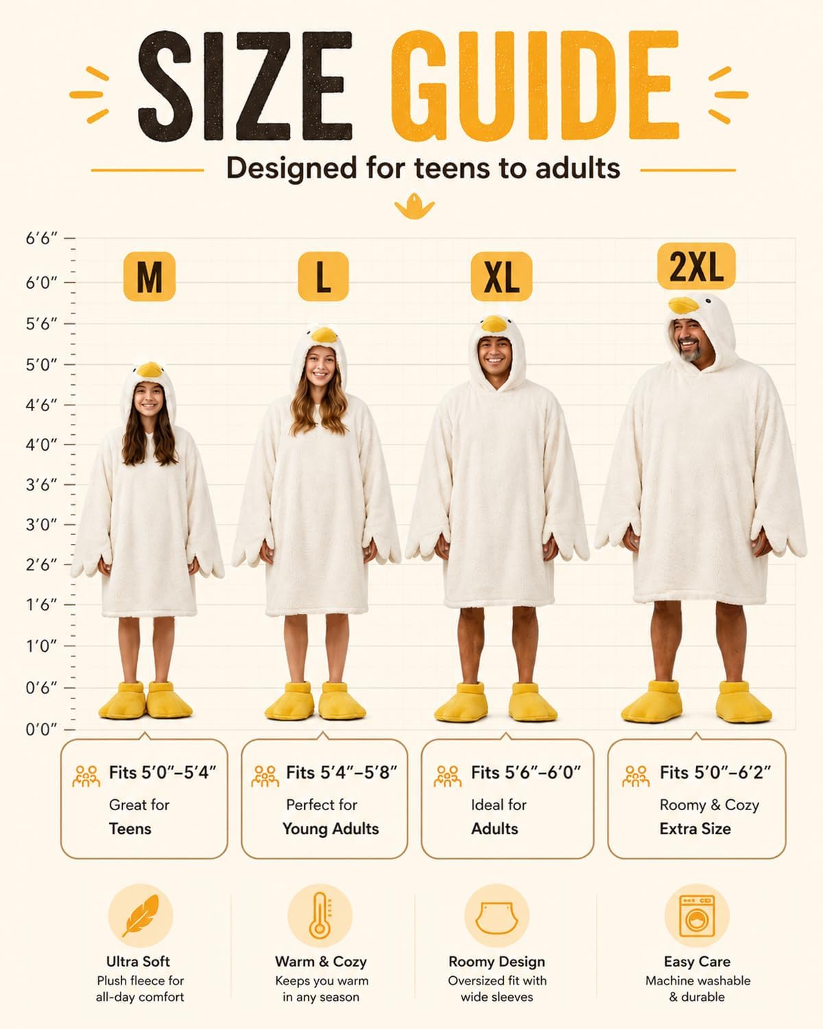 Oversized Goose Wearable Blanket Hoodie Onesie with Sleeves with Shoes for Kids Adults Warm Cozy Duck Blanket Costume Pajamas image 5