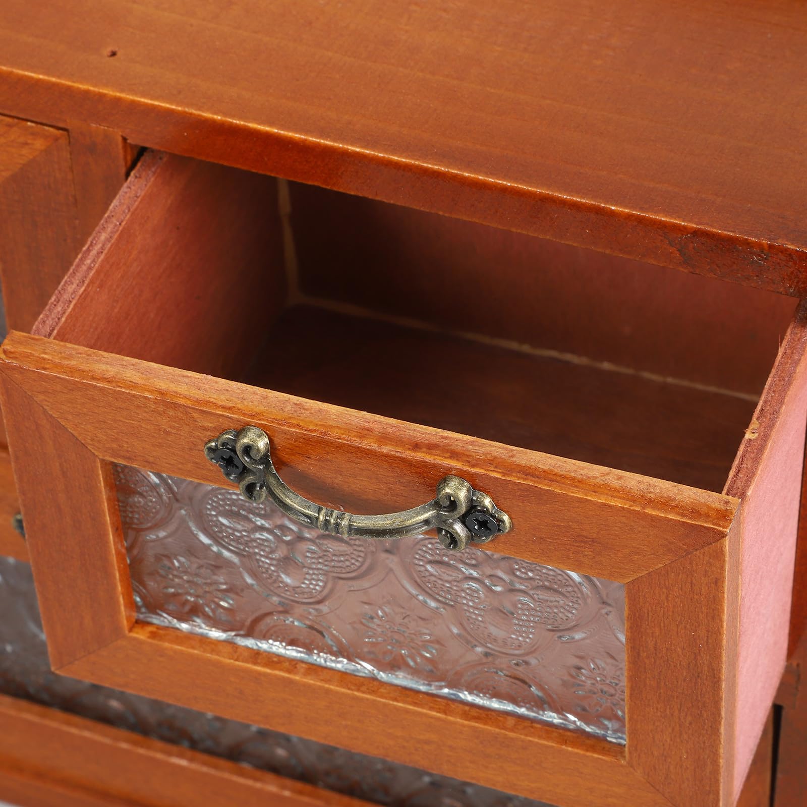 Armoire de Rangement Vintage en Bois et Verre Plateau Lisse, Pratique et Facile à Utiliser pour Bureau ou Chambre, Style Chic et Fonctionnel