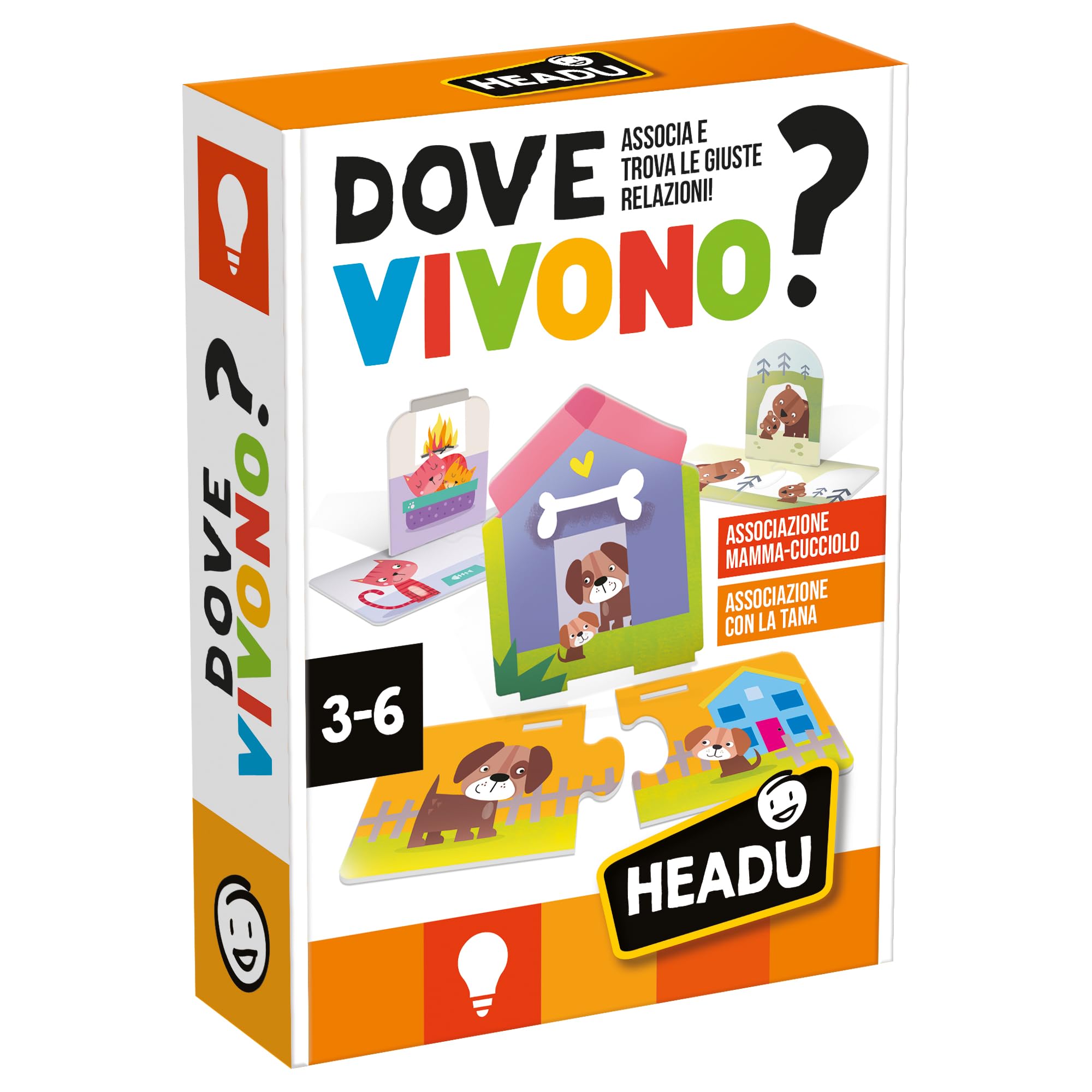 HEADU - Dove Vivono - Associa e Trova le Giuste Relazioni! - Un Gioco Educativo per Bambini dai 3 ai 6 anni - Made in Italy | IT61169