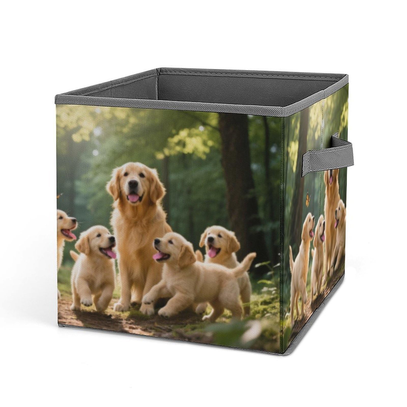 DWVTSLH Dog Cube Storage Bins with Handle, Foldable Storage Cubes, 11 Inch Large Storage Baskets, Washable Fabric Closet Organizer for Shelves, Decorative Clothes Storage Boxes