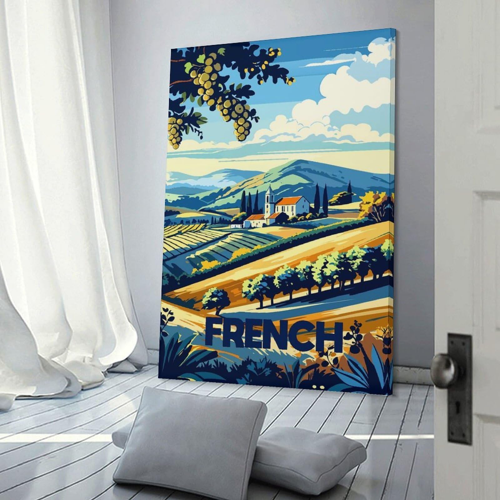 Junmoney French Countryside Landscape Art Hanging Wall Art, 12x18inch(30x45cm), for Bedroom Walls, Guest Spaces Or Lounges, An Easy Wall Refresh for Bedrooms