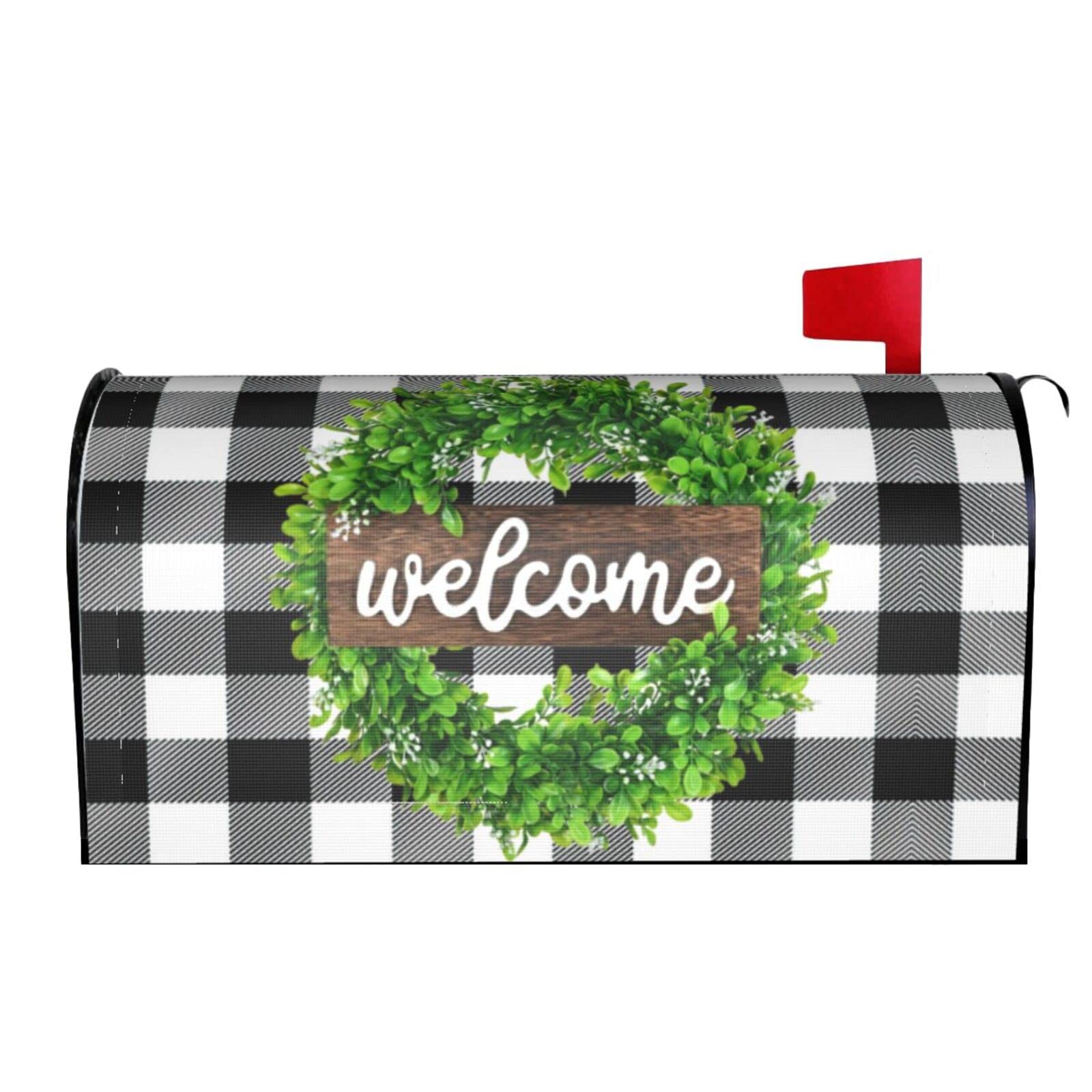 Welcome Wreath 03 Mailbox Covers Magnetic Wraps Post Letter Box Cover Garden Home Decor