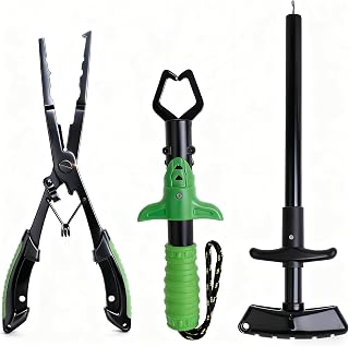 Fishing Tools Kit, 3PCS Fishing Accessories, Aluminum Fishing Pliers, Stainless Steel Fish Lip Gripper, Fish Hook Remover, Fshing Gear Gifts for Man & Women