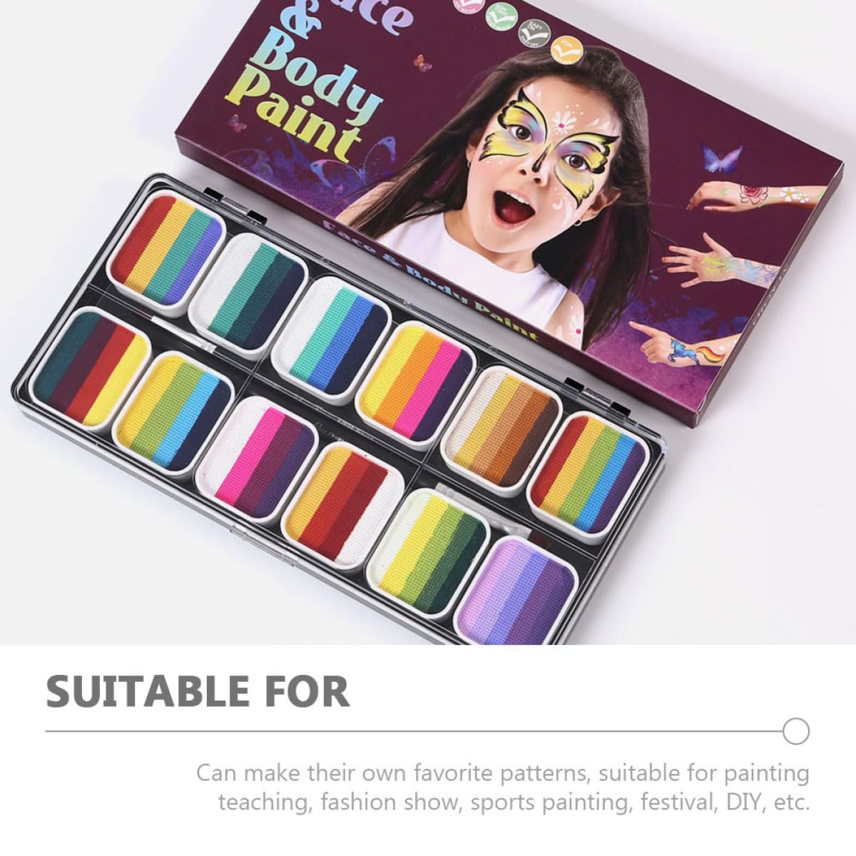 Kit de Pintura Facial para Adultos de 12 Colores con 12 Compartimentos
