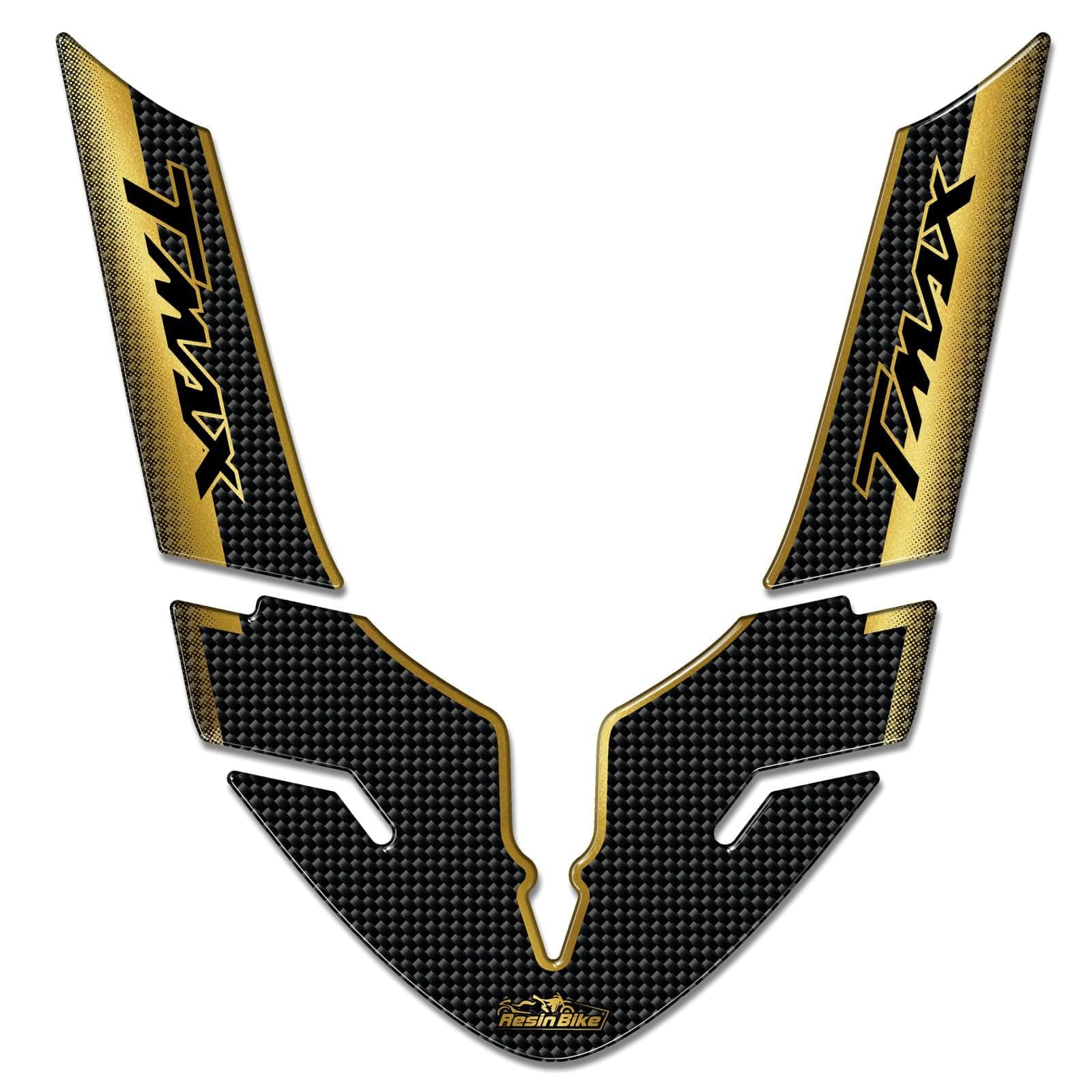 Resin Bike Scooter Stickers Compatible with Yamaha Tmax 530 2012-2016 Gold and Carbon. Fender and Fork Leg Protection Anti-Scratch and Impact. 3D Domed Resin Stickers Made in Italy - Image 2