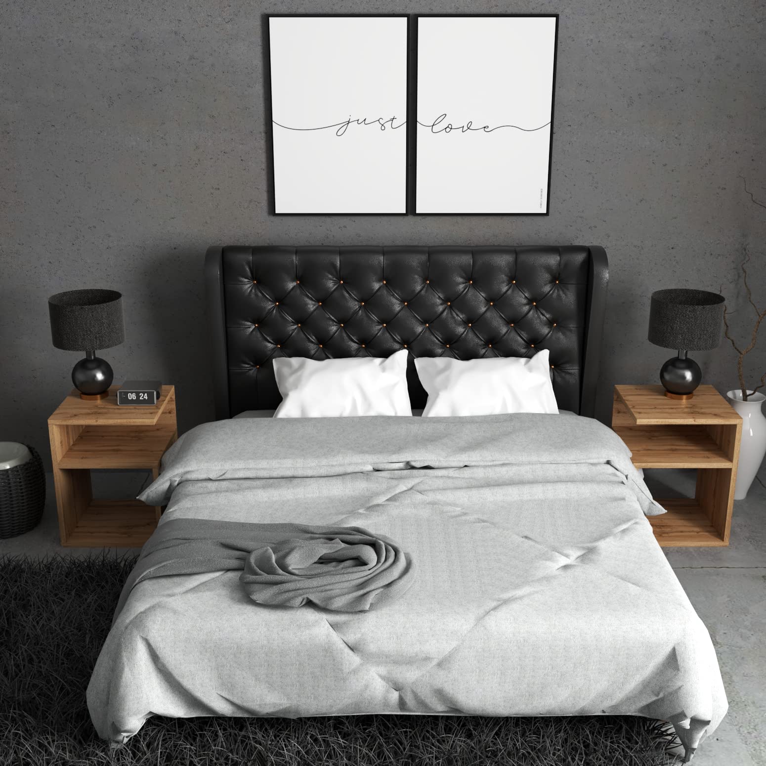 MRBLS Nachttisch 2er Set Boxspringbett Nachtschrank Nachtkommode Modern Möbel ohne Schubladen für Ihr Schlafzimmer, Wohnzimmer Beistelltisch Einfacher Sofatisch (Wotan) – 32 x 40 x 30 cm (B/H/T)