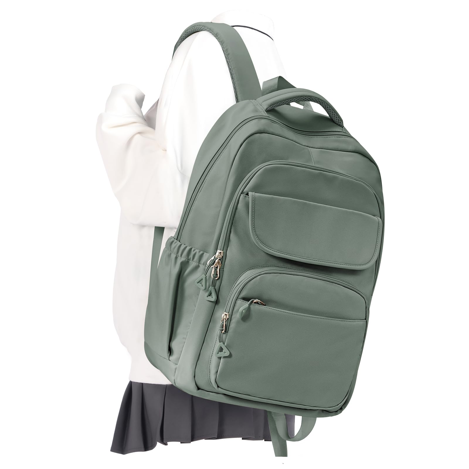 Lendolk Cute School Backpack for Teens Girls Boys Waterproof School Bag Basic Backpack for College Students Multi Pocket Backpack Lightweight Casual Daypack Backpacks for Women Men?Green?