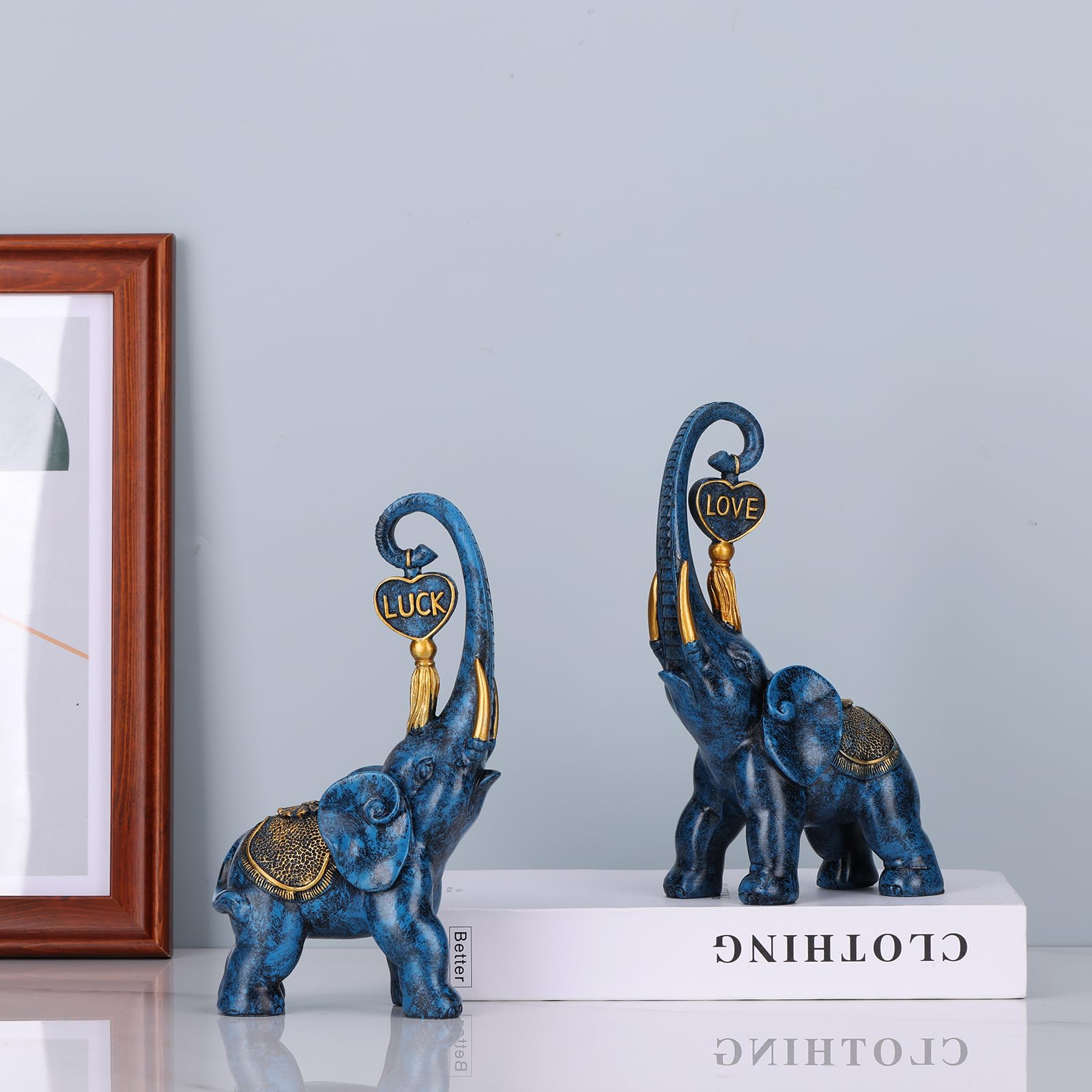 Statua di elefante Elefante blu Decorazione della casa Buona