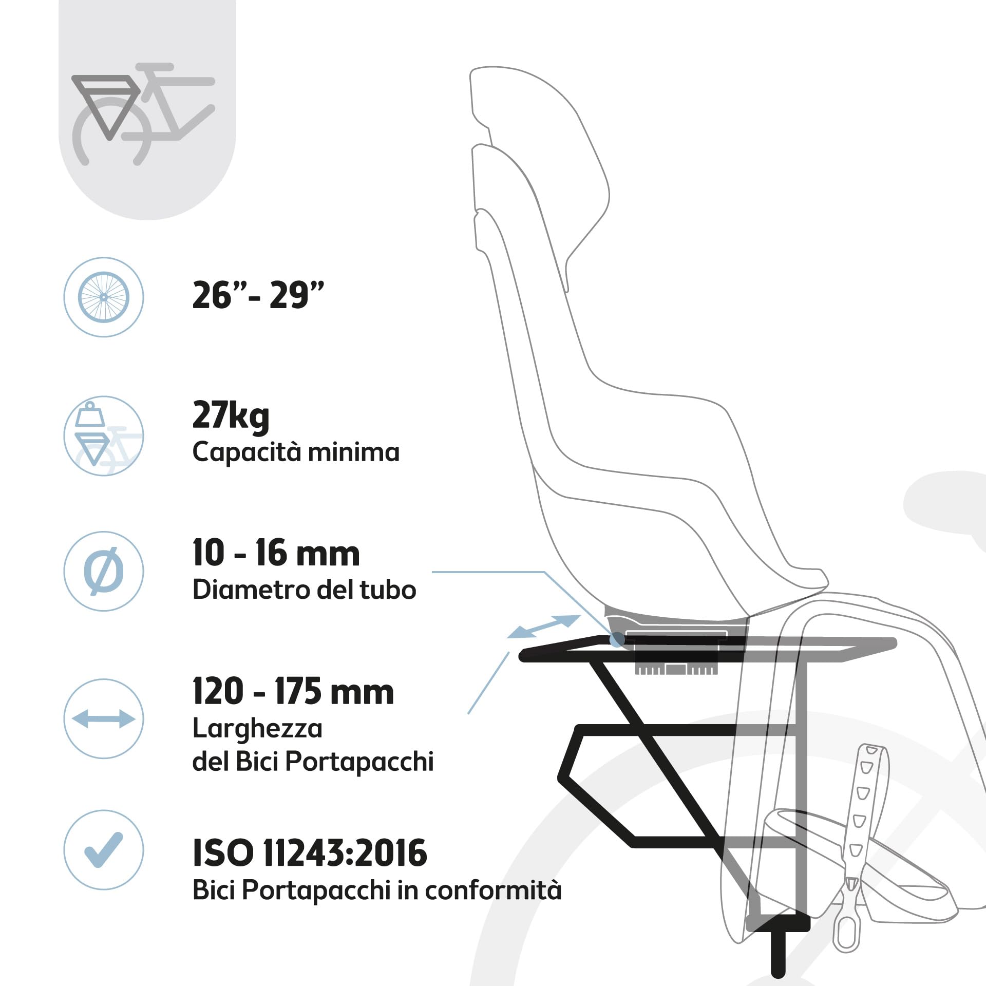Bobike 8012300003 GO Maxi CFS XR Seggiolino Posteriore Per Bici Con Portapacchi, Per Bambini Da 9 Mesi A 6 Anni, Max 22 kg, Poggiapiedi Regolabili, Installazione Senza Attrezzi, Menta Marshmallow