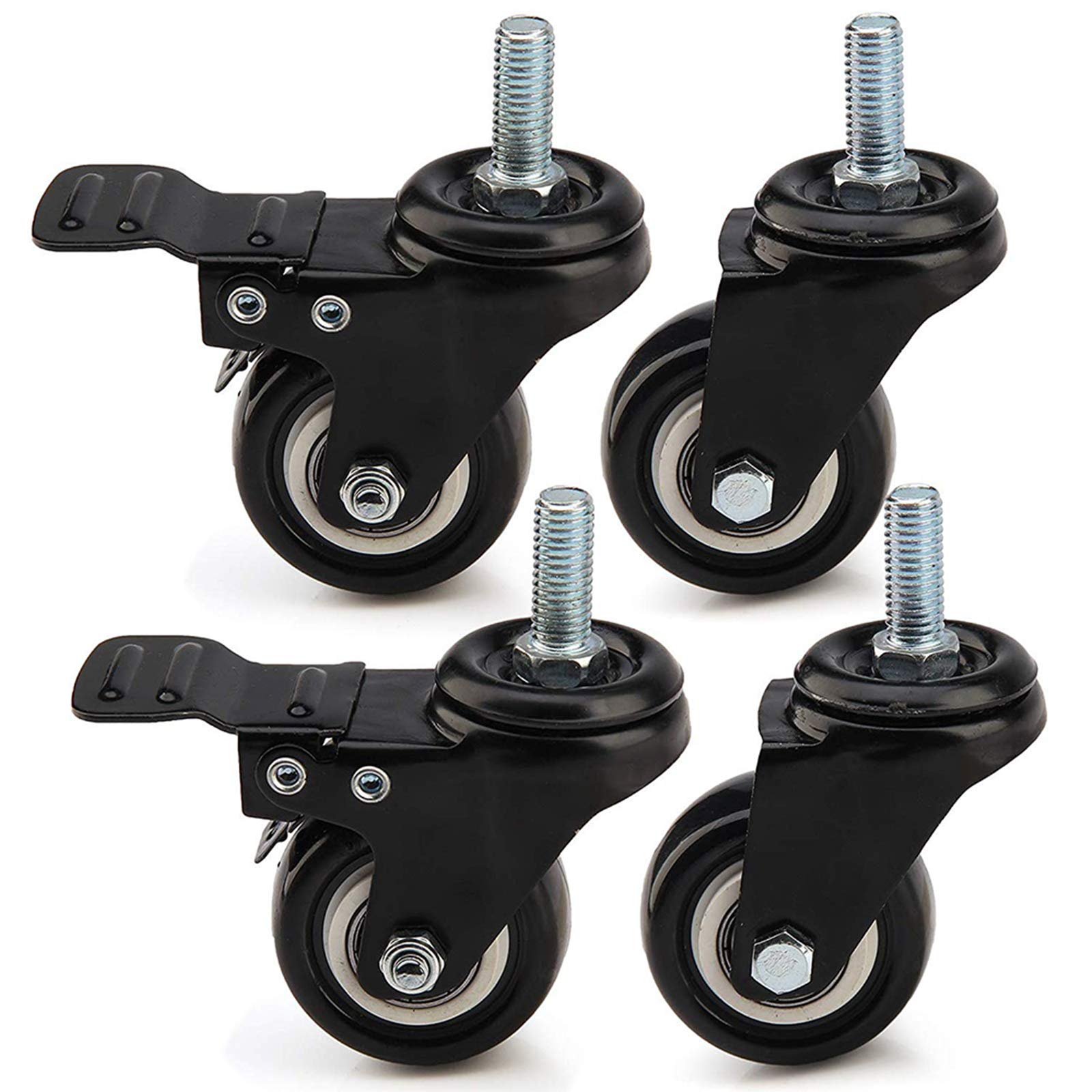 Roues de roulette pivotante en caoutchouc PU ZHAOZHAO 2 pouces M10x25 x4