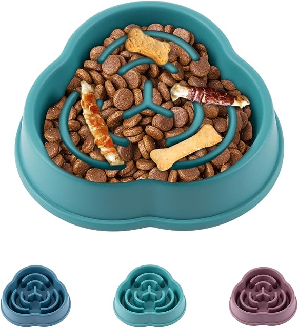 Suhaco Slow Feeder Dog Bowl Slow Eating Dog Bowl Slow Feeding Bowl Non Slip Dog Slow Feeder Pet Bowl Anti Gulping Healthy Eating Dog Food Maze Slow Feeder for Small Medium Dogs & Puppy (Green)