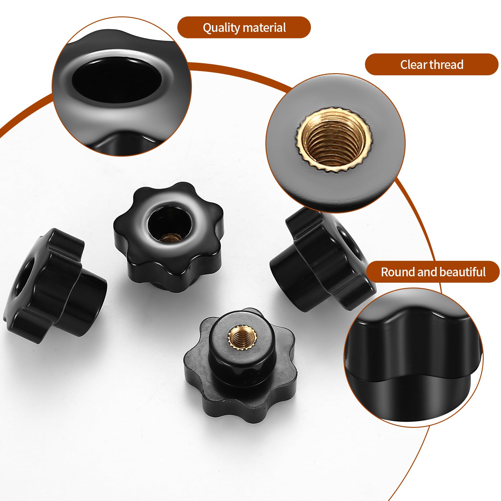 14 Viti A Stella M6 Con Maniglia - Dadi Zigrinati In Bachelite E Ottone, Per Macchine E Mobili - Foto 9