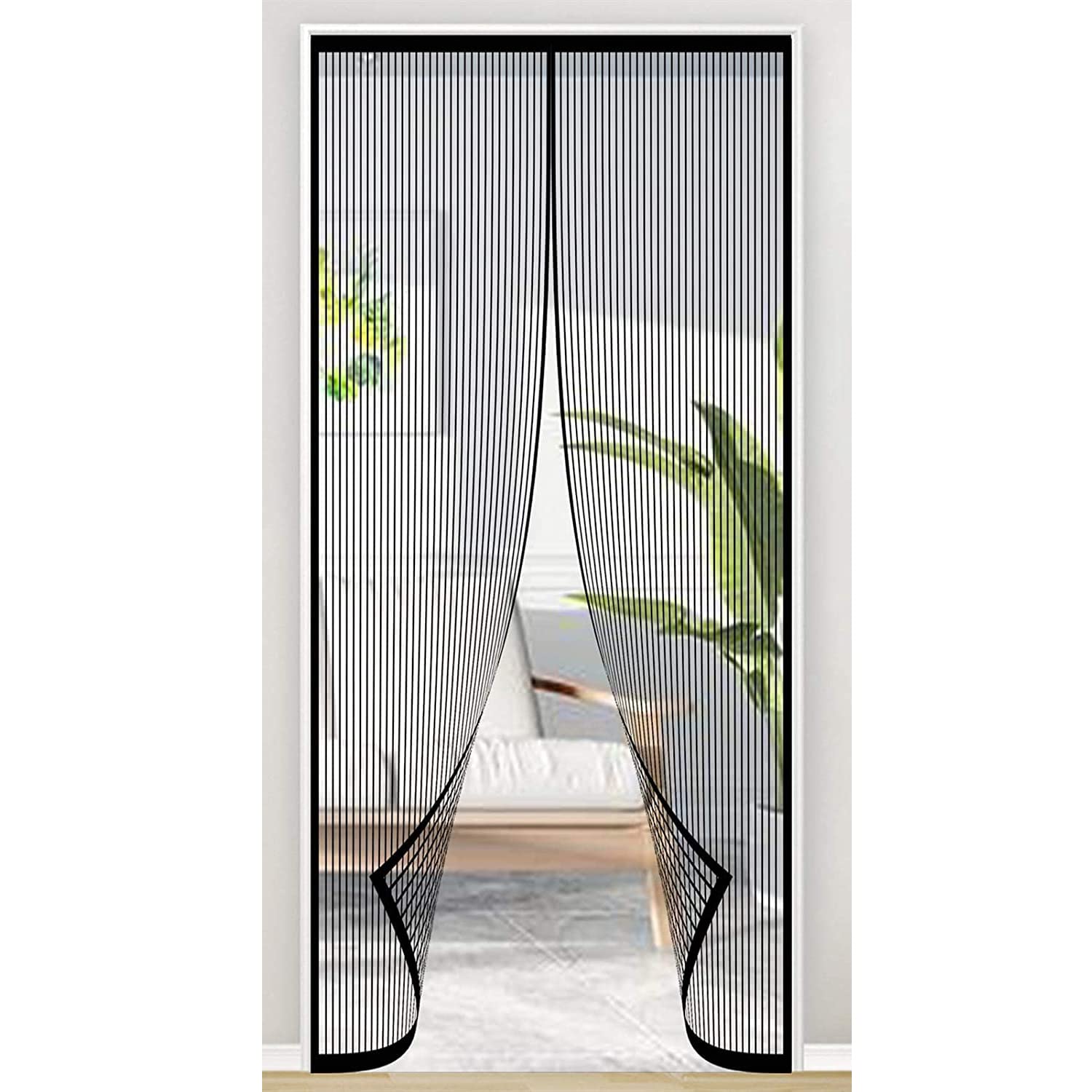 MuteikiScreen Door,Door Curtain Mesh Curtainng Magnets Door Meshion Door for Kitchen/Bedroom/Air-Conditioned Room,120X220Cm Black