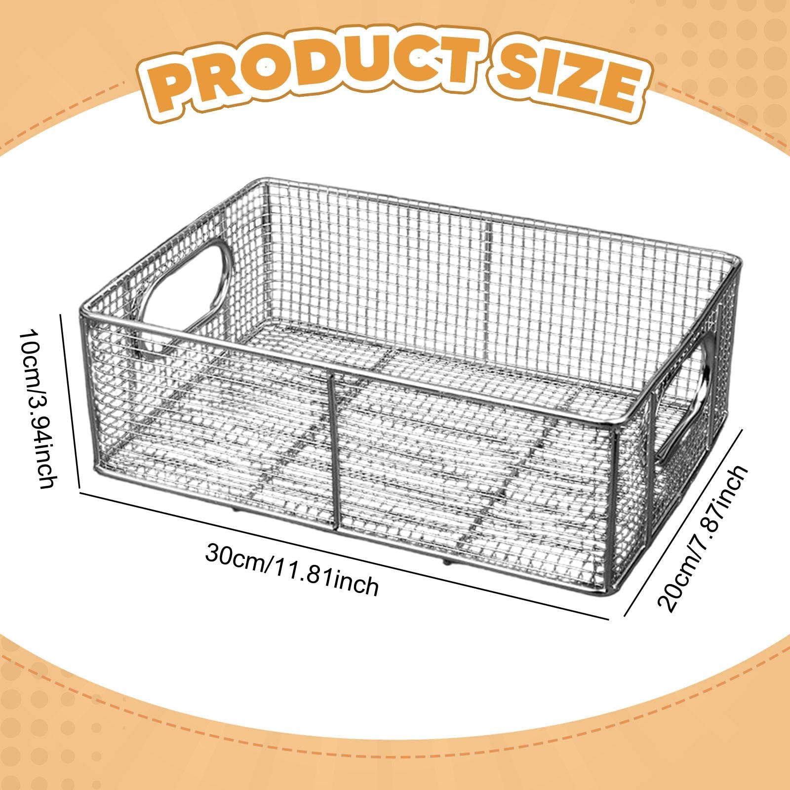 per friggitrice, scolapasta da cucina, rettangolare, per friggere e servire alimenti per cucine commerciali, 30x20x10 Centimetri