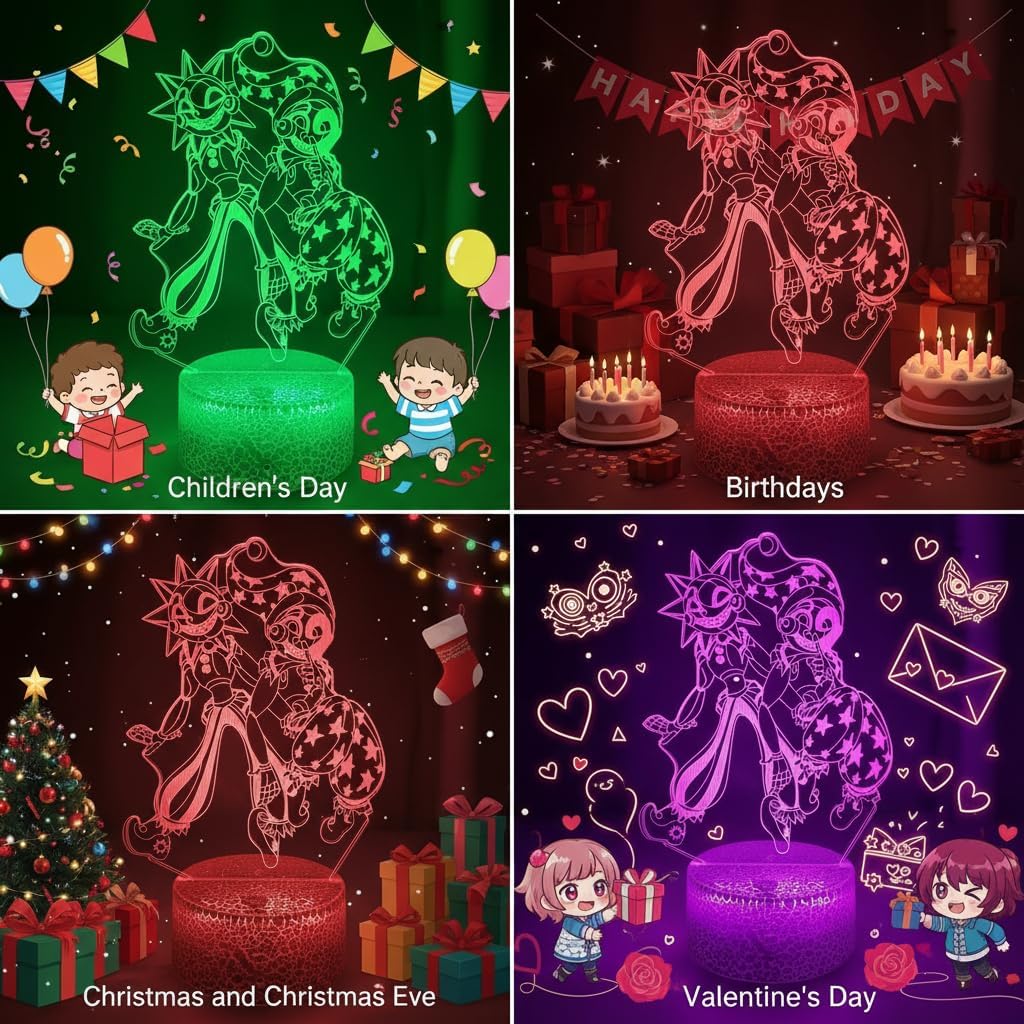 3D Illusion Night Light LED Lamp with Remote Control 16 Color Changing Visual Bedroom Decoration (Smiles 2)