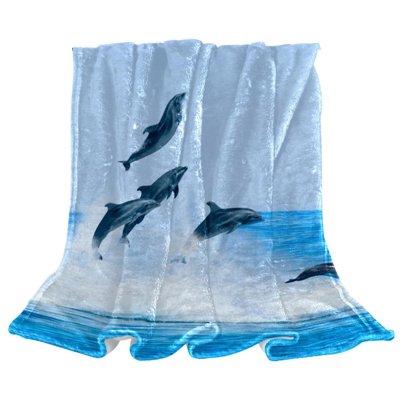 Couverture Polaire Dauphins Océan pour lit et canapé